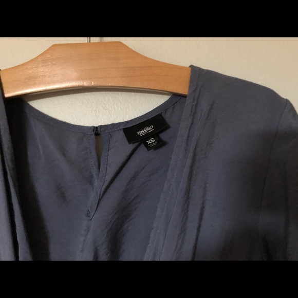[donated] Mossimo Asymmetrical Hem Faux Wrap Dress in Dusty Blue - Picture 3 of 5